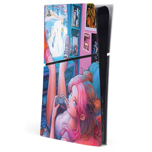 Pink Hair Anime Gamer Girl by Ivy Dolamore PlayStation PS5 Skins